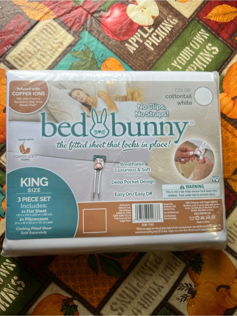 As Seen On TV Bed Bunny King Sheet Set - Cottontail White 3 Piece Set